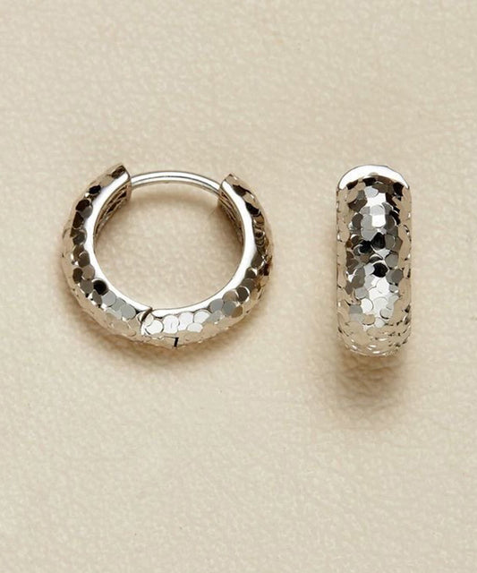 Art Silk Sterling Silver Zircon Hoop Earrings