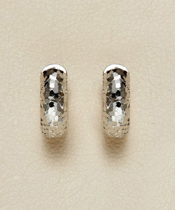 Art Silk Sterling Silver Zircon Hoop Earrings
