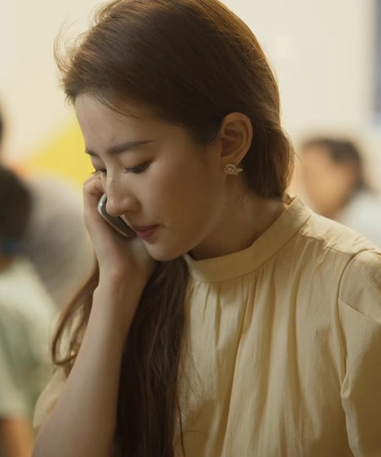 Art Silk Sterling Silver Zircon Rose Stud Earrings