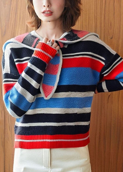 Art Striped Cozy Patchwork Knit Sweaters Fall
