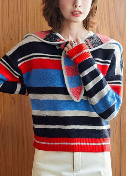 Art Striped Cozy Patchwork Knit Sweaters Fall