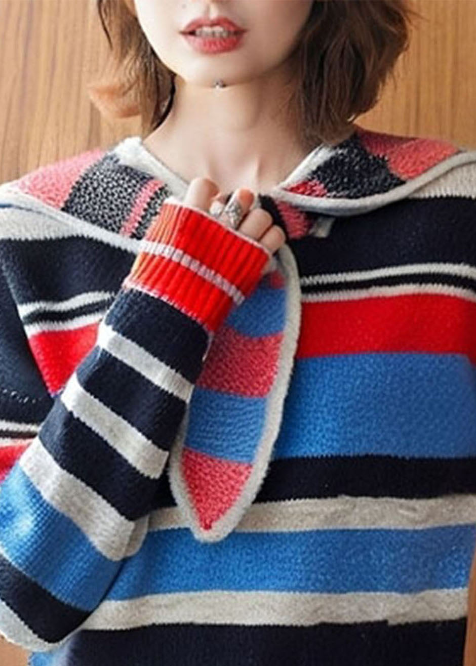 Art Striped Cozy Patchwork Knit Sweaters Fall