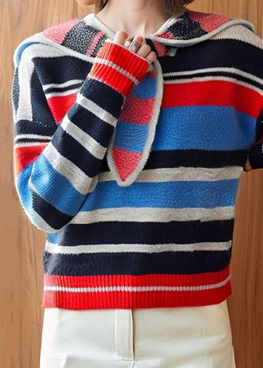 Art Striped Cozy Patchwork Knit Sweaters Fall