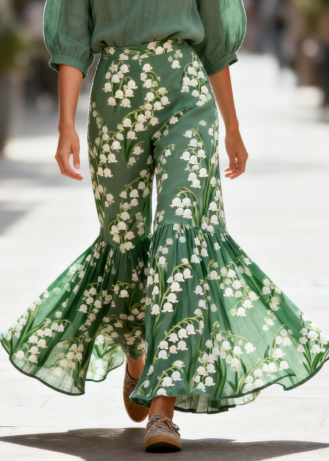Art V Neck Print Tops And Pants Cotton Two Piece Set Women Clothing Summer