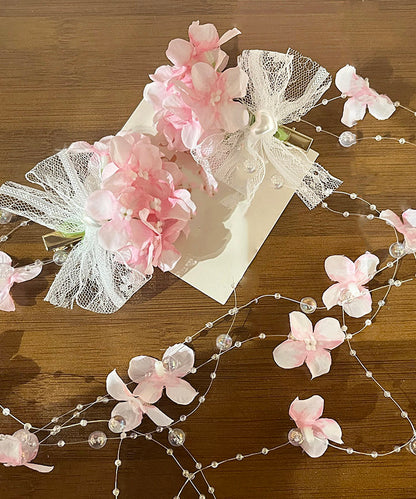 Art White Alloy Pearl Floral Tassel A Pair Hairpin