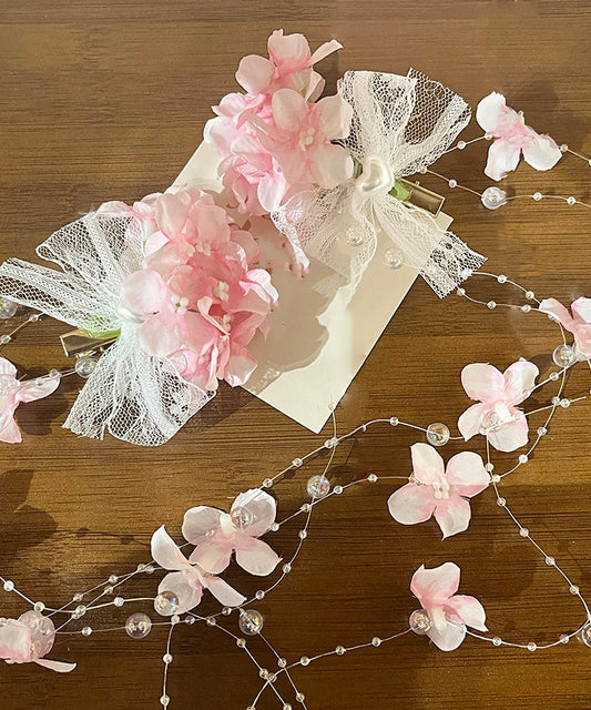 Art White Alloy Pearl Floral Tassel A Pair Hairpin