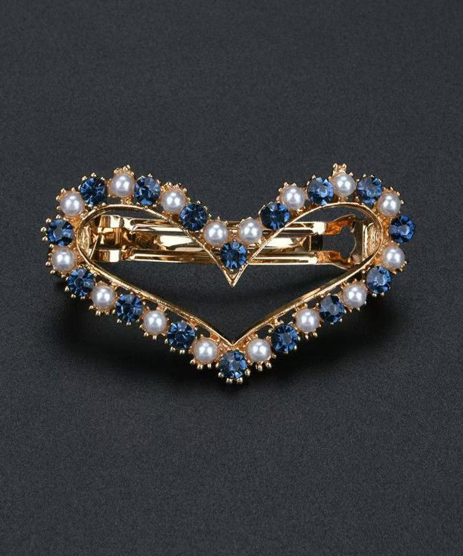 Art White Alloy Zircon Heart-Shaped Hollow Out Hairpin