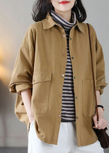 Load image into Gallery viewer, Art Yellow Peter Pan Collar Oversized Pocket Cotton Coat Spring
