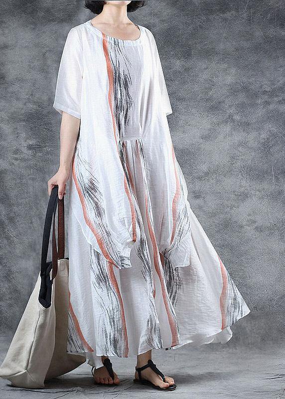 Art asymmetric linen summer Robes Wardrobes white Dresses - SooLinen