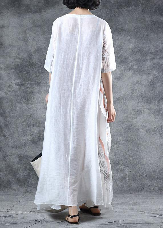 Art asymmetric linen summer Robes Wardrobes white Dresses - SooLinen