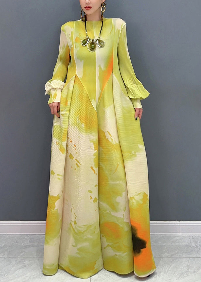 Artistry Yellow Chromatic Blended Hues Chiffon Robe Dresses Fall