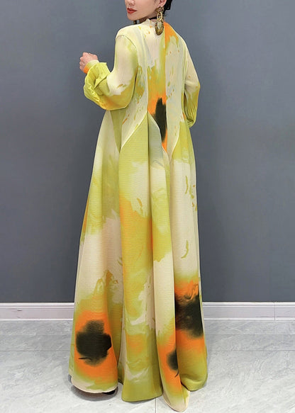 Artistry Yellow Chromatic Blended Hues Chiffon Robe Dresses Fall