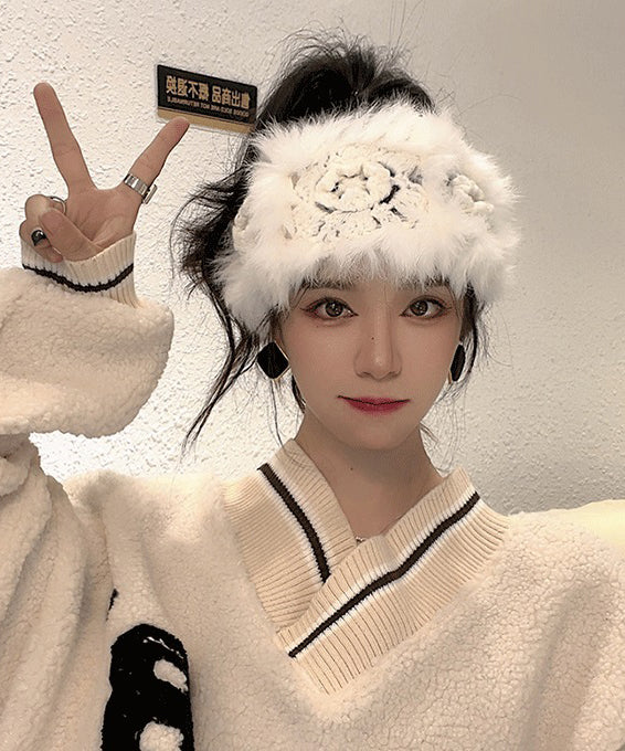 Autumn And Winter Khaki Fuzzy Fur Fluffy Hairbands