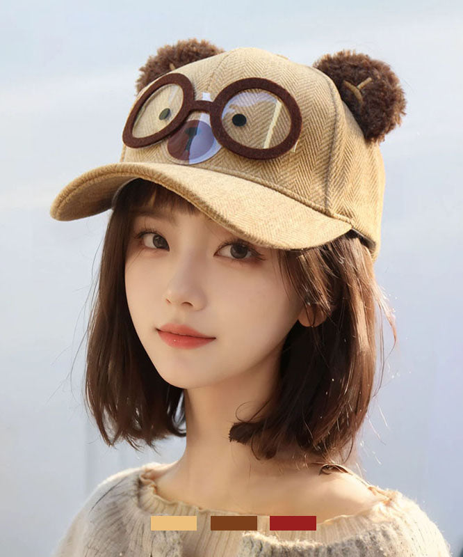 Autumn And Winter Light Camel Woolen Cute Baseball Cap Hat