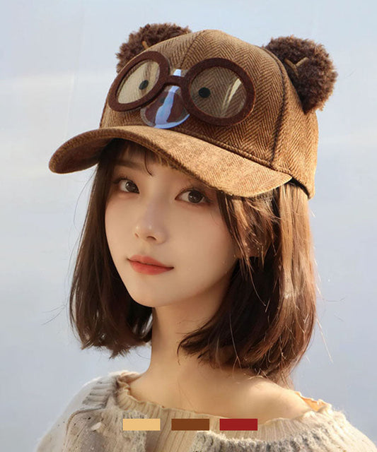 Autumn And Winter Light Camel Woolen Cute Baseball Cap Hat