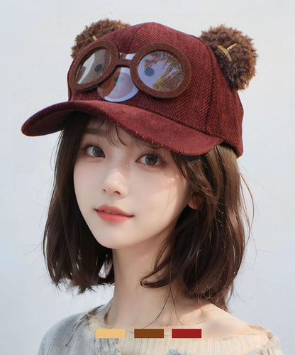 Autumn And Winter Light Camel Woolen Cute Baseball Cap Hat