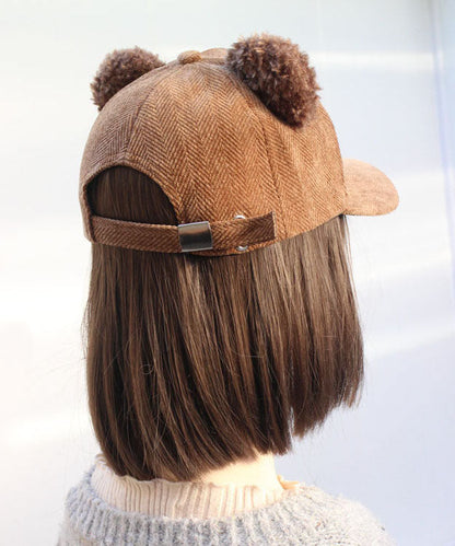 Autumn And Winter Light Camel Woolen Cute Baseball Cap Hat