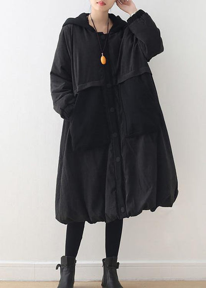 Autumn and winter new original design loose large size literary retro quilted warm cotton-padded jacket striped hooded padded jacket - SooLinen