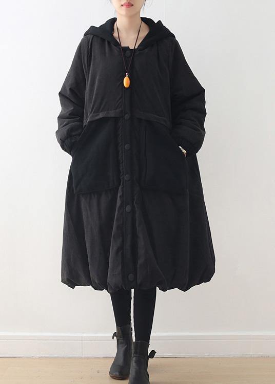 Autumn and winter new original design loose large size literary retro quilted warm cotton-padded jacket striped hooded padded jacket - SooLinen