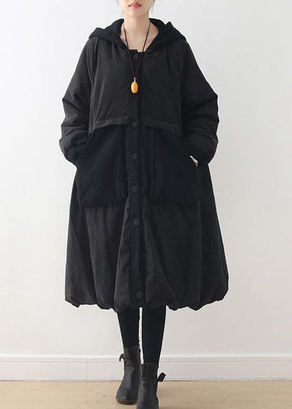 Autumn and winter new original design loose large size literary retro quilted warm cotton-padded jacket striped hooded padded jacket - SooLinen