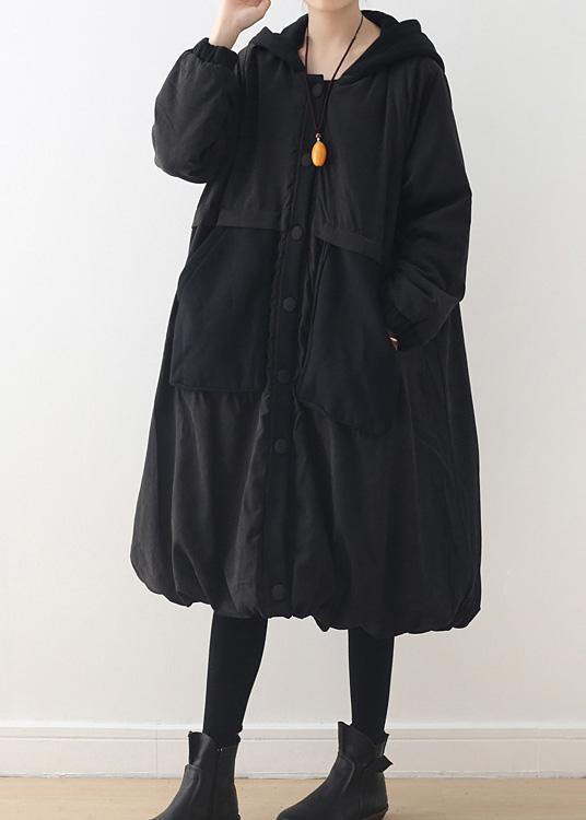 Autumn and winter new original design loose large size literary retro quilted warm cotton-padded jacket striped hooded padded jacket - SooLinen