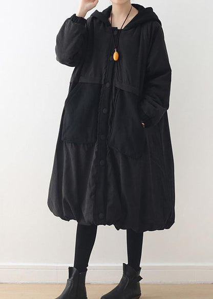 Autumn and winter new original design loose large size literary retro quilted warm cotton-padded jacket striped hooded padded jacket - SooLinen