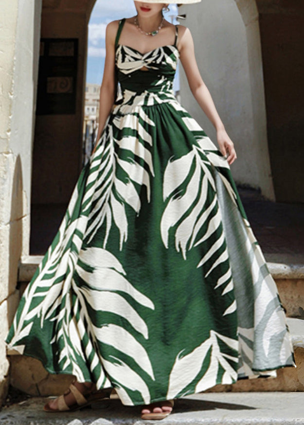 Beac Green Patchwork Hollow Out Side Open Tunic Maxi Dresses Summer