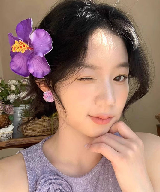 Beach Blue Cloth Floral Holiday Hairpin