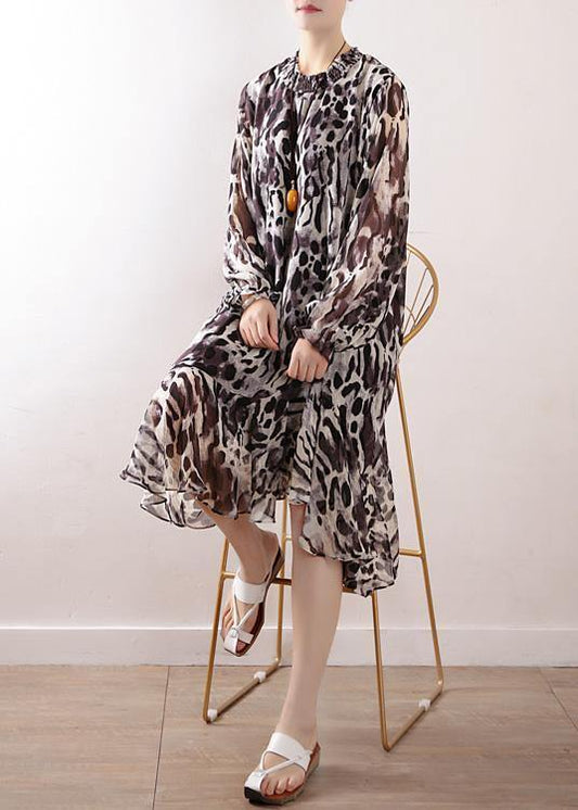 Beach Leopard chiffon Robes plus size Fashion Ideas A line skirts Love spring Dresses - SooLinen