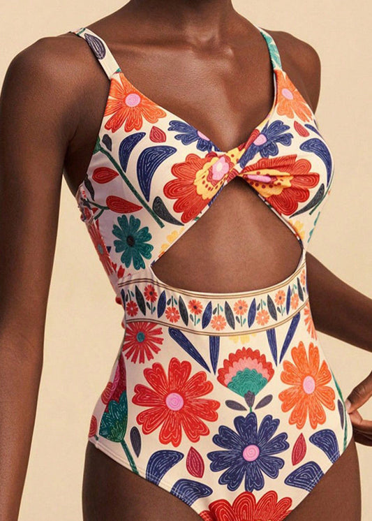 Beach Multicolor Print Holiday Swimwear Bodysuit