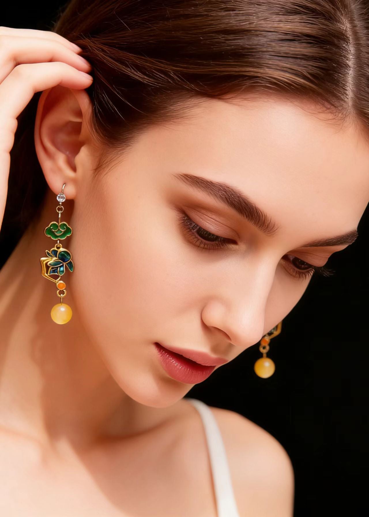 Beautiful Asymmetric Design Gilding Beeswax Drop Earrings