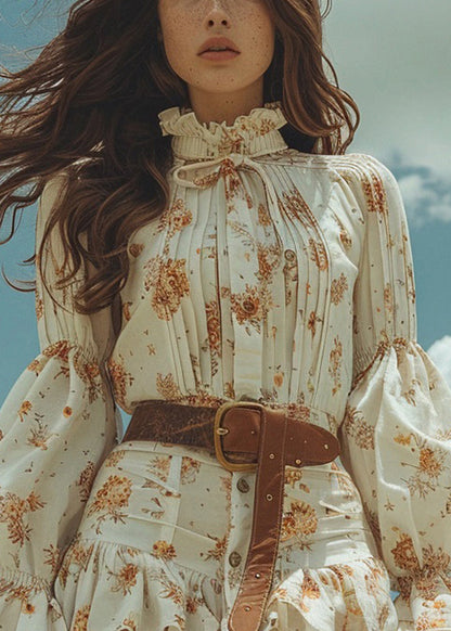 Beautiful Beige Print Patchwork Cotton Mini Dress Spring