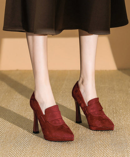 Beautiful Black Pointed Toe Platform Suede High Heels
