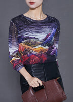 Beautiful Black Print Hollow Out Tulle Top Summer