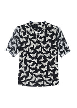 Load image into Gallery viewer, Beautiful Black Stand Collar Print Chiffon Shirts Summer