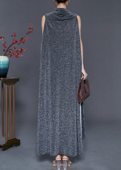 Beautiful Black Turtle Neck Sequins Long Cardigan Spring