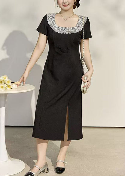 Beautiful Black U Neck Side Open Cotton Dress Summer