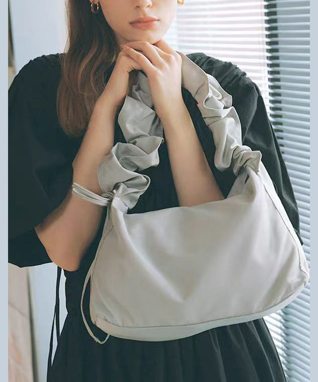 Beautiful Black Wrinkled Nylon Shoulder Bag