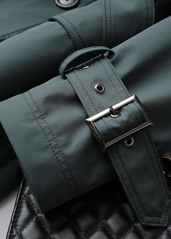 Beautiful Blue Fox collar Bouble Breast Pockets Sashes Leather And Fur Lengthen Parkas Winter