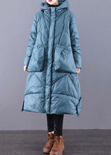 Load image into Gallery viewer, Beautiful Blue-Green Hooded Zippered Oversized Thick Duck Down Puffers Jackets Winter