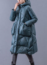 Load image into Gallery viewer, Beautiful Blue-Green Hooded Zippered Oversized Thick Duck Down Puffers Jackets Winter