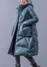 Load image into Gallery viewer, Beautiful Blue-Green Hooded Zippered Oversized Thick Duck Down Puffers Jackets Winter