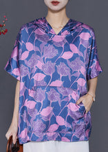 Load image into Gallery viewer, Beautiful Blue Oversized Print Silk Shirt Blouse Summer