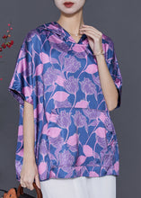 Load image into Gallery viewer, Beautiful Blue Oversized Print Silk Shirt Blouse Summer