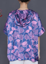 Load image into Gallery viewer, Beautiful Blue Oversized Print Silk Shirt Blouse Summer