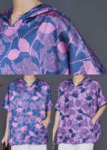 Load image into Gallery viewer, Beautiful Blue Oversized Print Silk Shirt Blouse Summer
