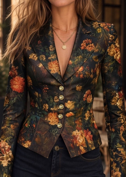 Beautiful Button Print Cotton Suit Coats Fall