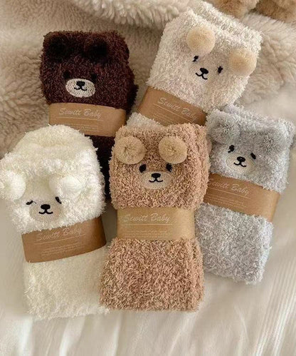 Beautiful Cartoon Fuzzy Fur Fluffy Thick Mid Calf Socks