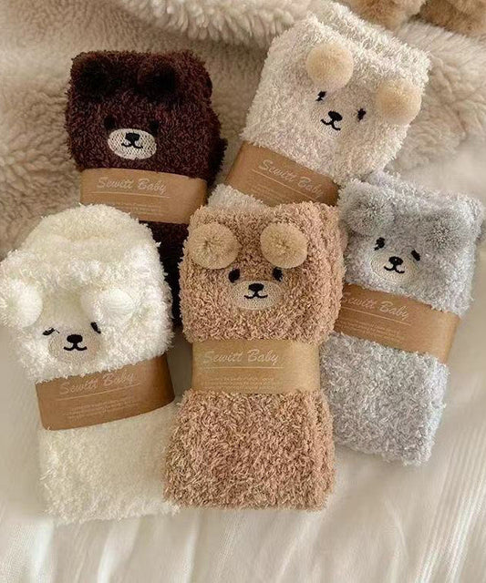 Beautiful Cartoon Fuzzy Fur Fluffy Thick Mid Calf Socks