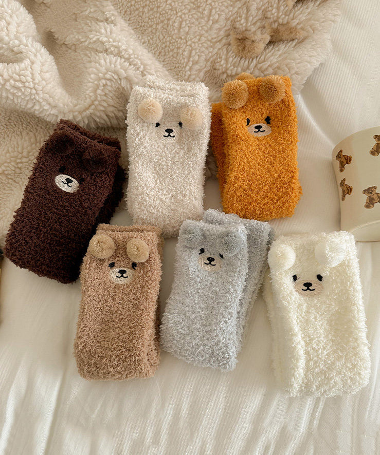 Beautiful Cartoon Fuzzy Fur Fluffy Thick Mid Calf Socks